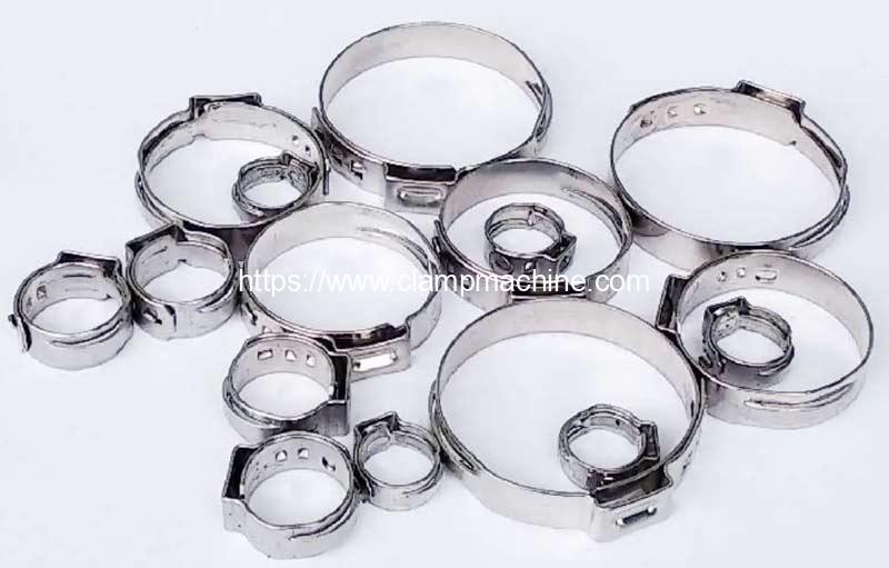 Full-Automatic-Steel-Belt-Stepless-Ear-Clamp-Bending-Making-Machine-Product